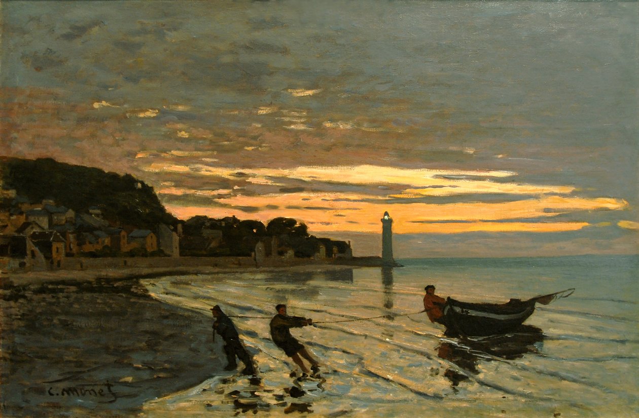 Bogsering av en båt, Honfleur av Claude Monet