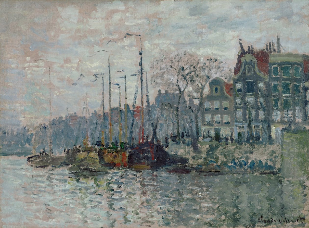 Utsikt över Prins Hendrikkade och Kromme Waal i Amsterdam, 1874 av Claude Monet