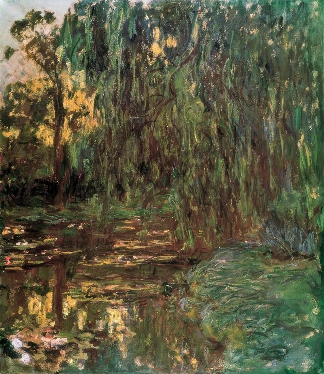 Utsikt över näckrosdammen med pil av Claude Monet