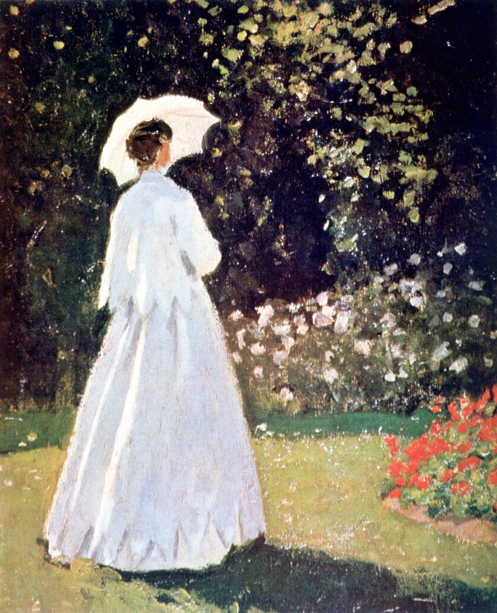 Kvinna i trädgården, Sainte Adresse, detalj, 1867 av Claude Monet