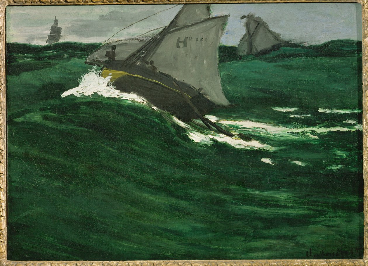 grön våg (målning på duk) av Claude Monet