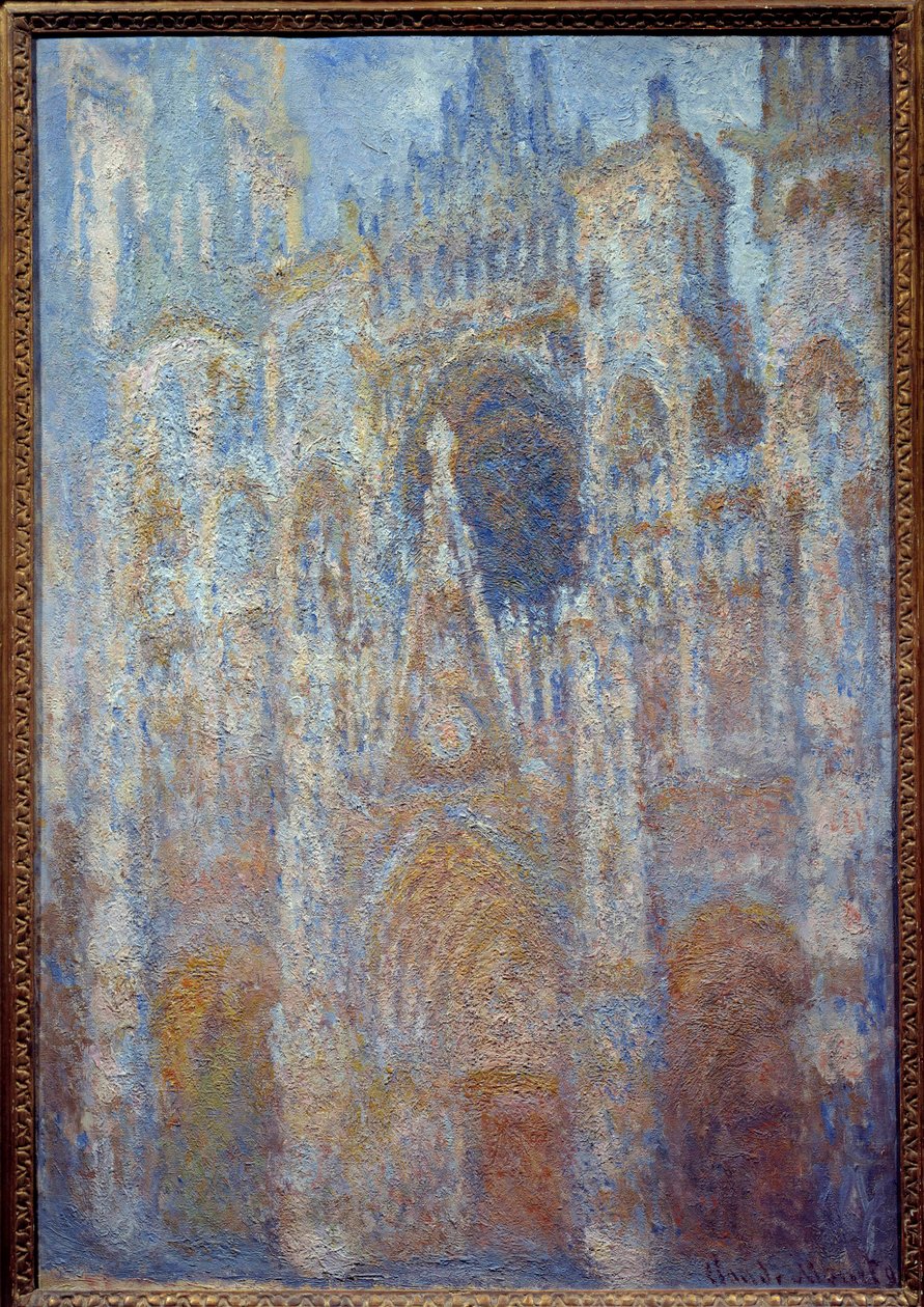 la cathedrale de Rouen, le portal soleil matinal, harmonie bleu Målning av Claude Monet (1840-1926) 1893 Sön. 0,91 x 0,63 m Paris, musee d