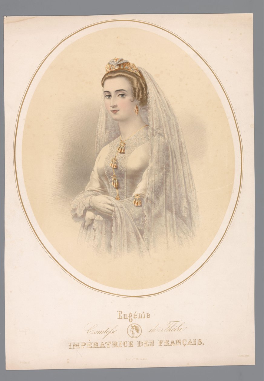 Portret van Eugenie, keizerin van Frankrike Eugenie, grevinna av Theba. Kejsarinnan av franskan (titel på objektet) av Claude Régnier
