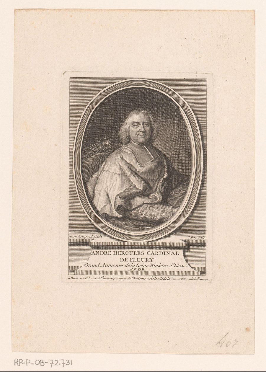 Porträtt av André-Hercule de Fleury av Claude Roy