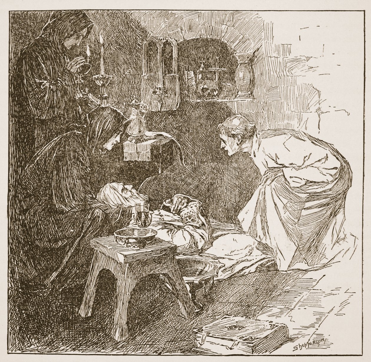 Death of Bede, illustration från 