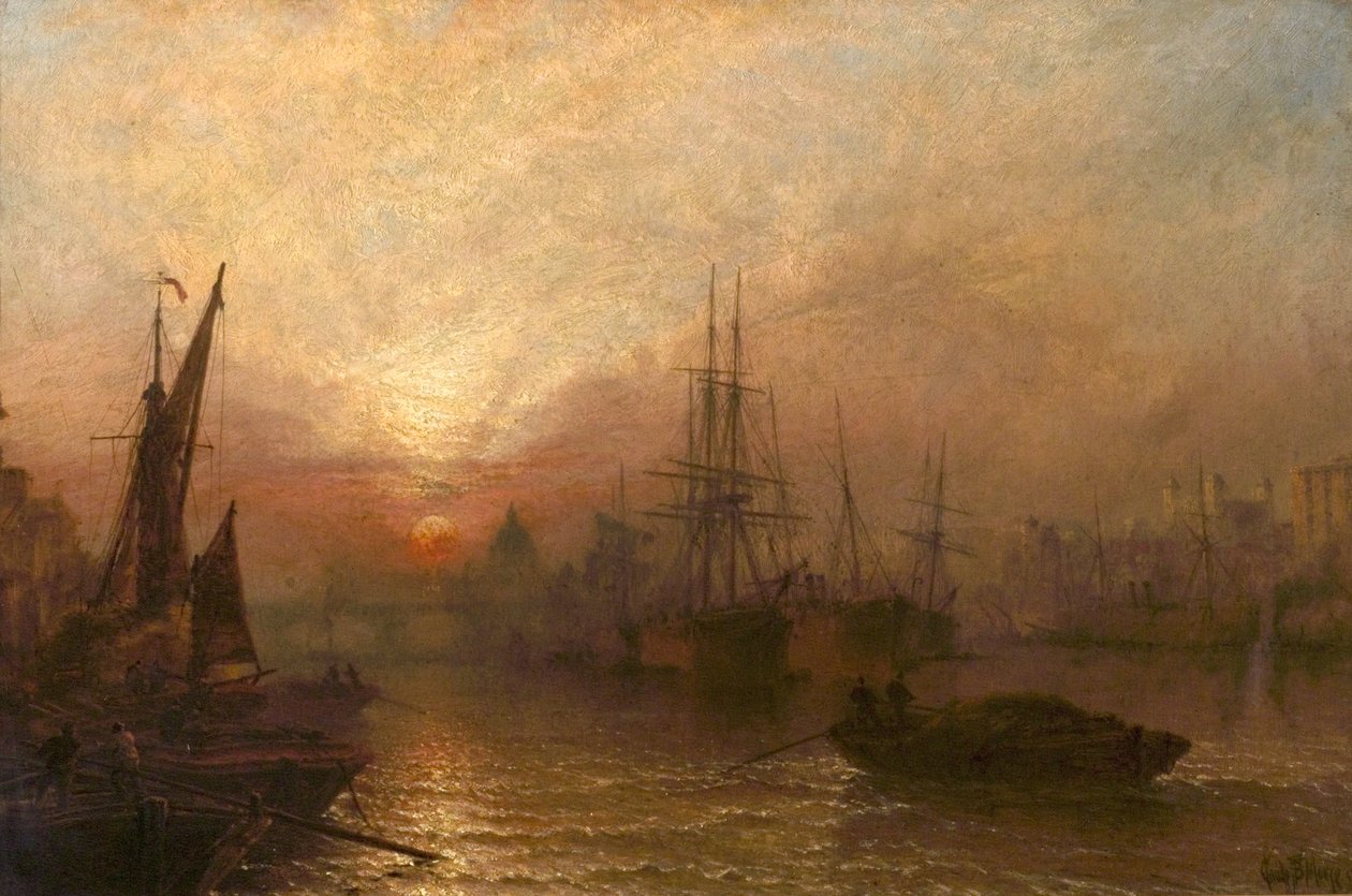 Themsen, över Londons Silent Highway, 1890 av Claude T. Stanfield Moore