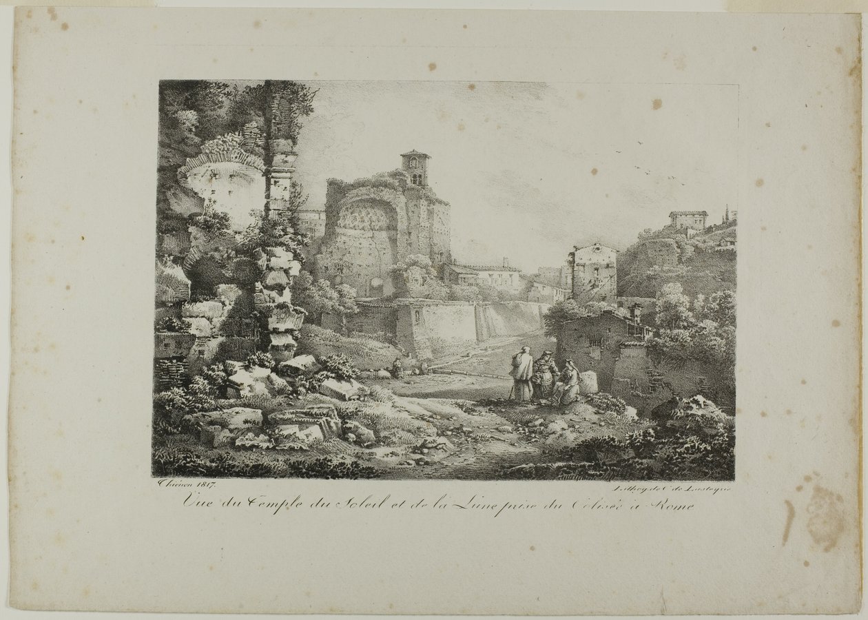 Utsikt över solens och månens tempel från Colosseum i Rom av Claude Thienon
