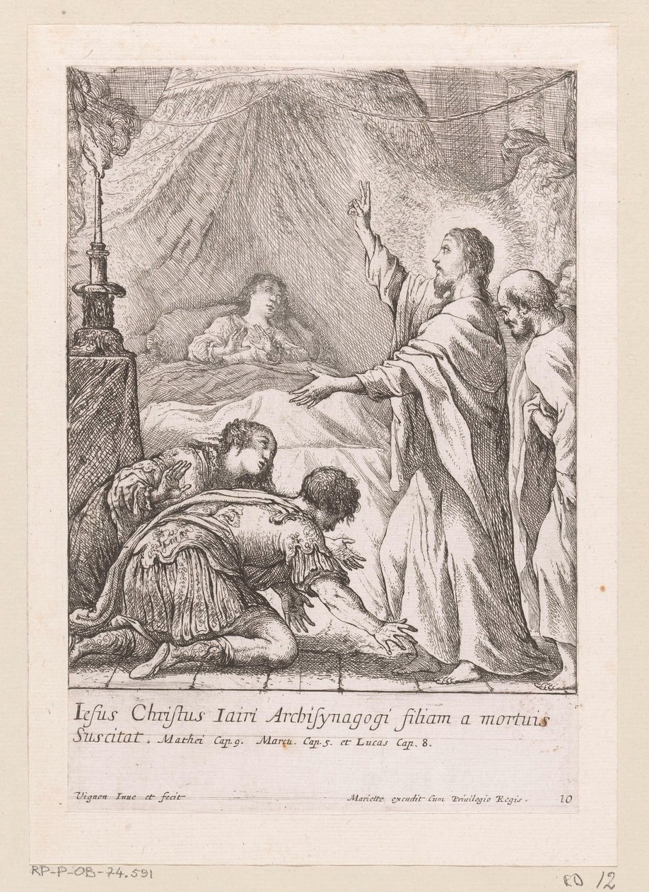 Kristus uppfostrar Jairus dotter Miracula Domini Nostri Jesu Christi (serietitel) Miracles of Christ (serietitel) av Claude Vignon