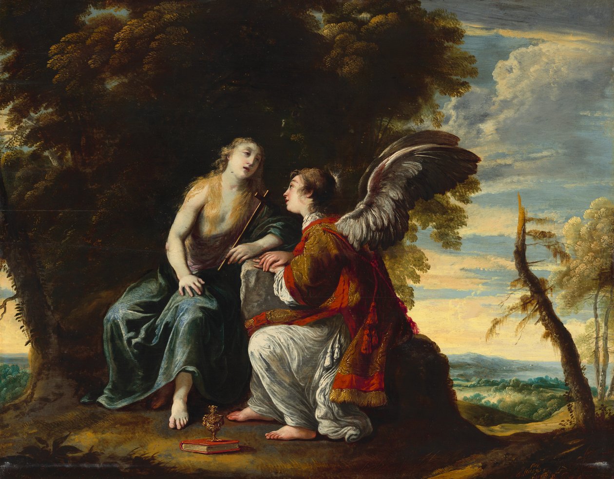 Maria Magdalena tröstas av en ängel av Claude Vignon