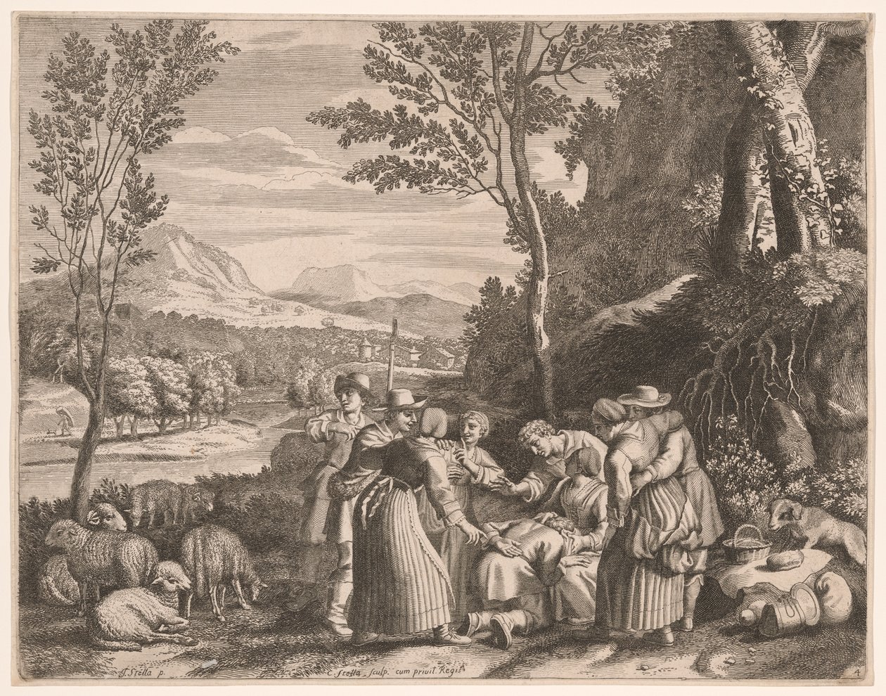 The Slap, Plate 4 från Pastorales av Claudine Bouzonnet Stella
