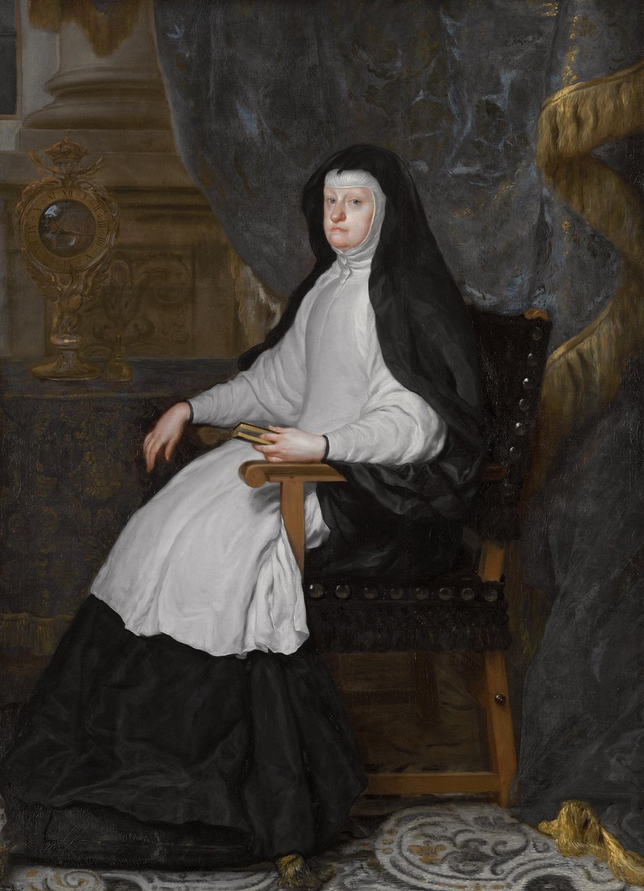 Tyska: Maria Anna von Österreich, Gemahlin König Philipps IV von Spanien, als Witwe Mariana av Österrike, Gemål till kung Filip IV av Spanien, som änka av Claudio Coello