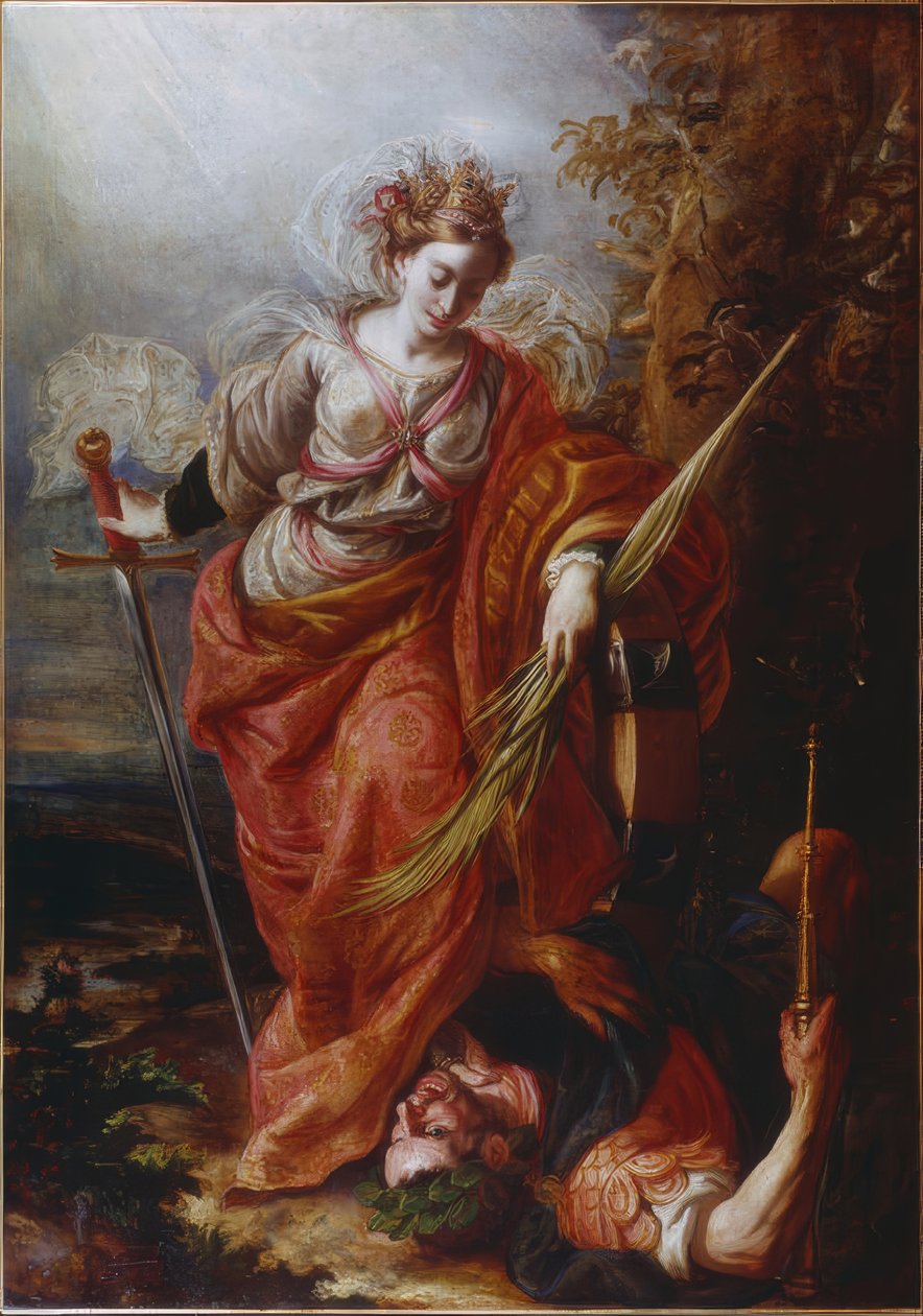 Sankta Katarina av Alexandria dominerar över kejsar Maxentius av Claudio Coello