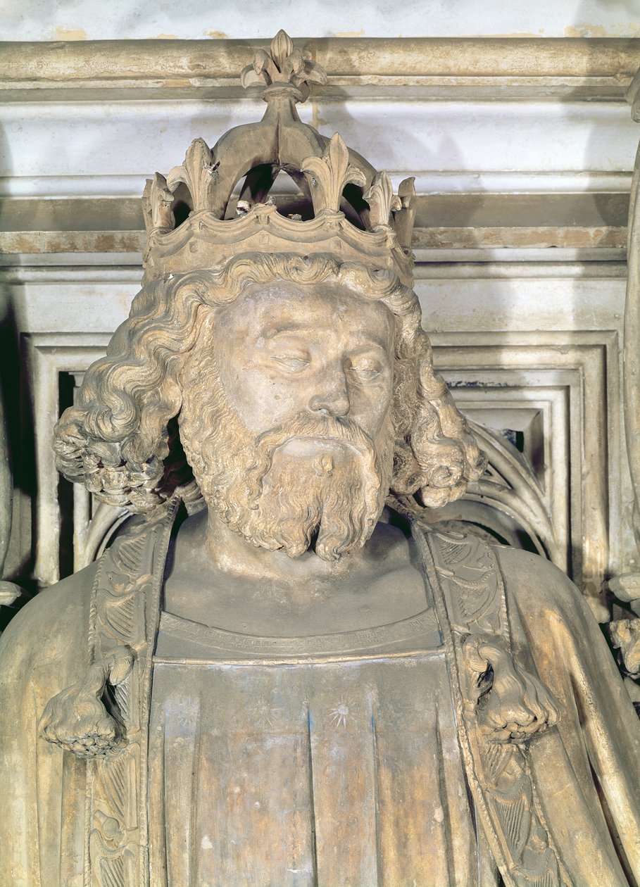 Kung David, detalj från den sexkantiga piedestalen i Moses brunn, 1395-1404 av Claus and Malouel, Jean Sluter