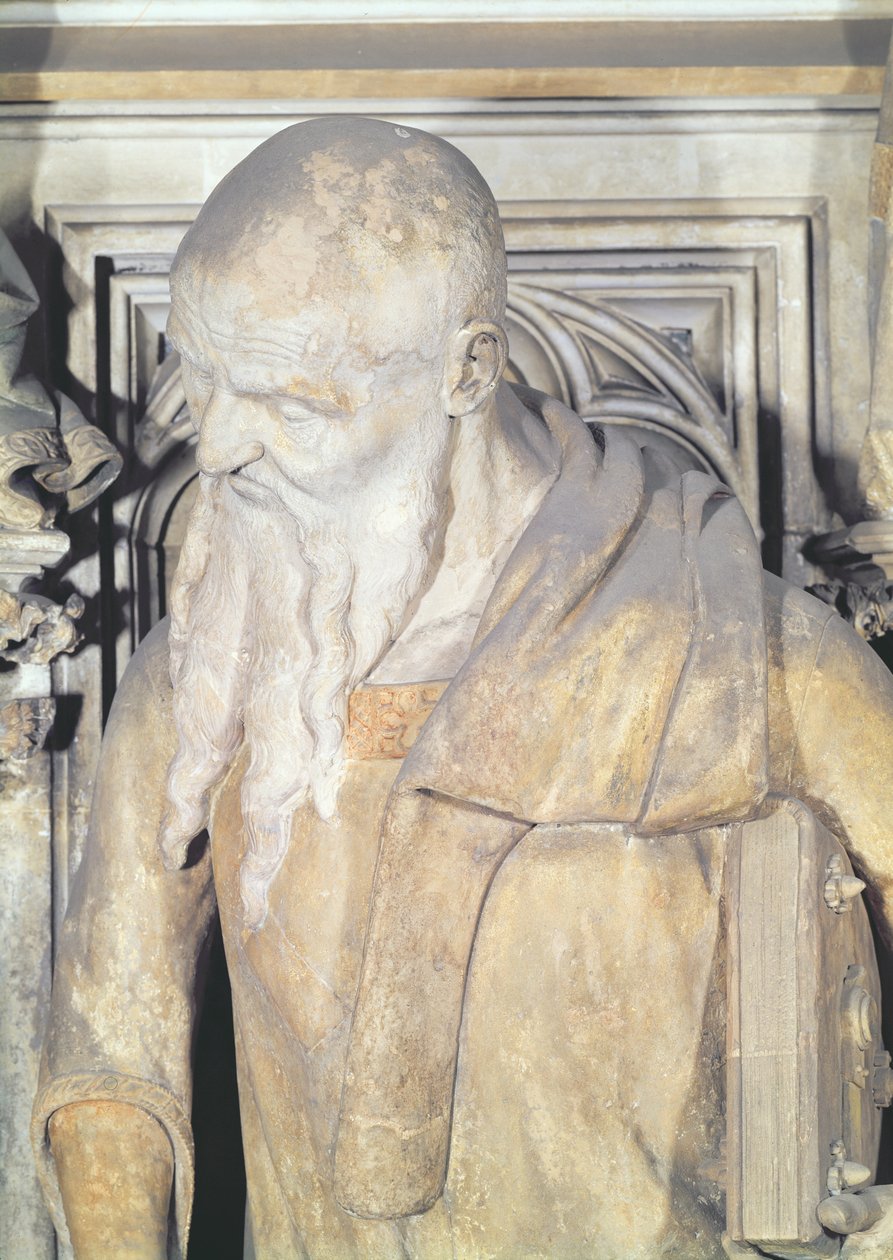 Moses brunn, detalj av Jesaja från den sexkantiga piedestalen, 1395-1404 sten av Claus and Malouel, Jean Sluter
