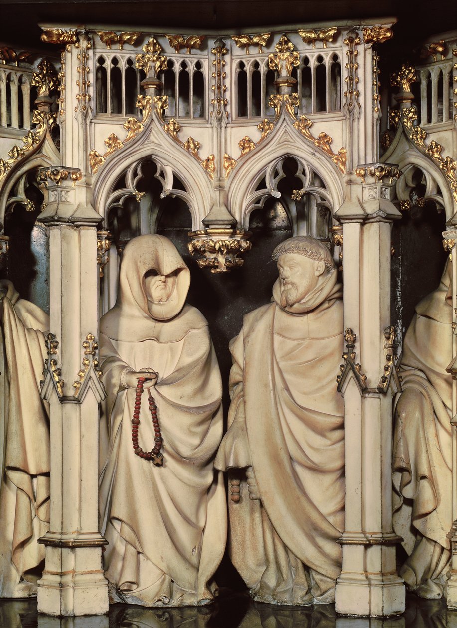 Filip den djärves grav (1342-1404) detalj av två sörjande, från Church of Chartreuse i Champmol av Claus and Marville Jean de (d.1389) Sluter