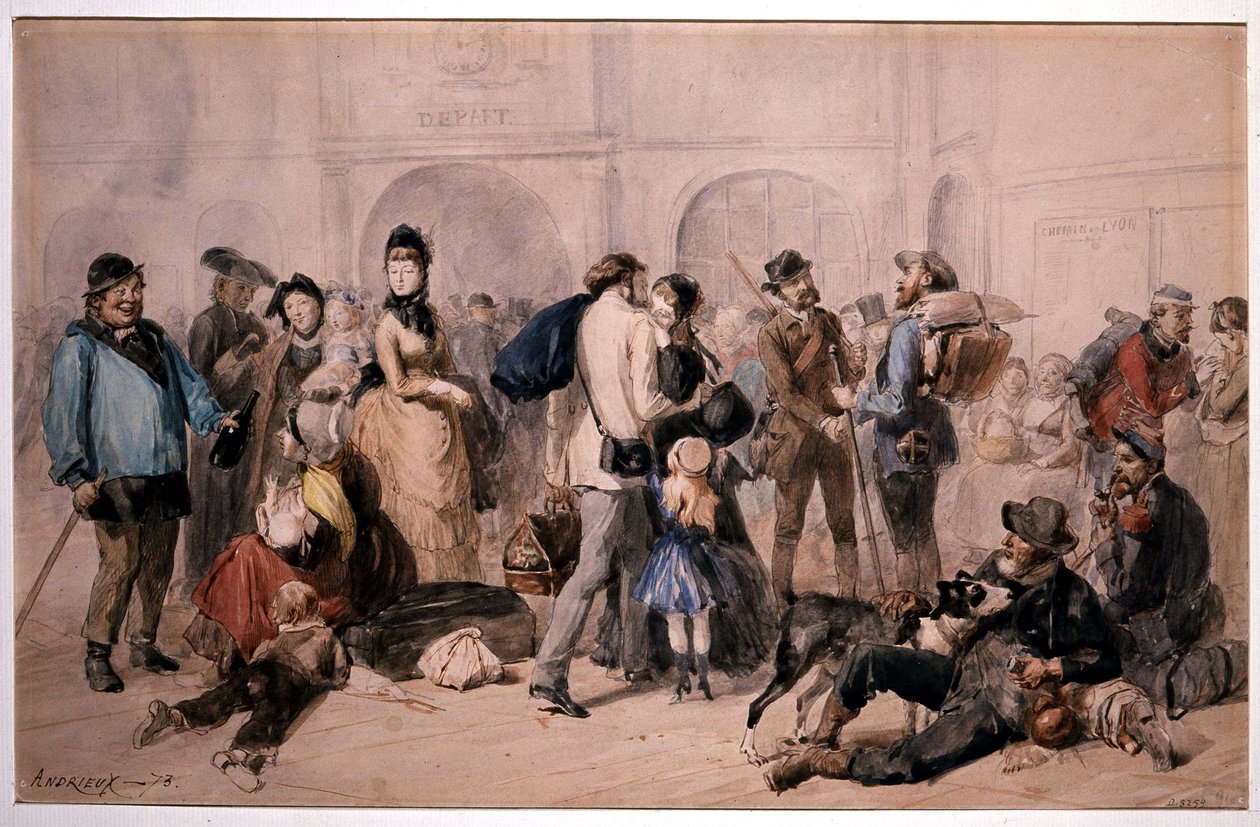 Trängsel i lobbyn på Gare de Lyon av Andrieux av Clément Auguste Andrieux