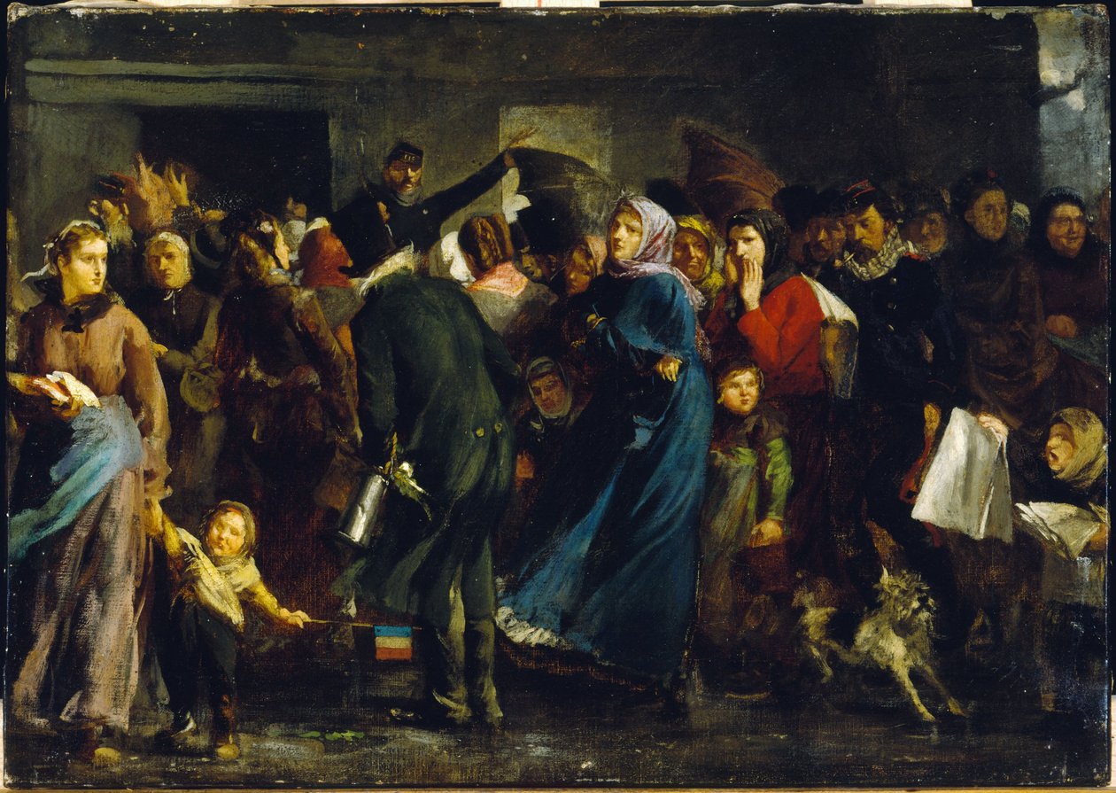 Kön till slaktarbutiken 1871, ca 1871 (olja på duk) av Clément Auguste Andrieux