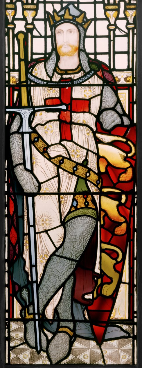 Richard I, detalj från ett fönster i stora salen, 1867-71 (målat glas) av Clement James Heaton