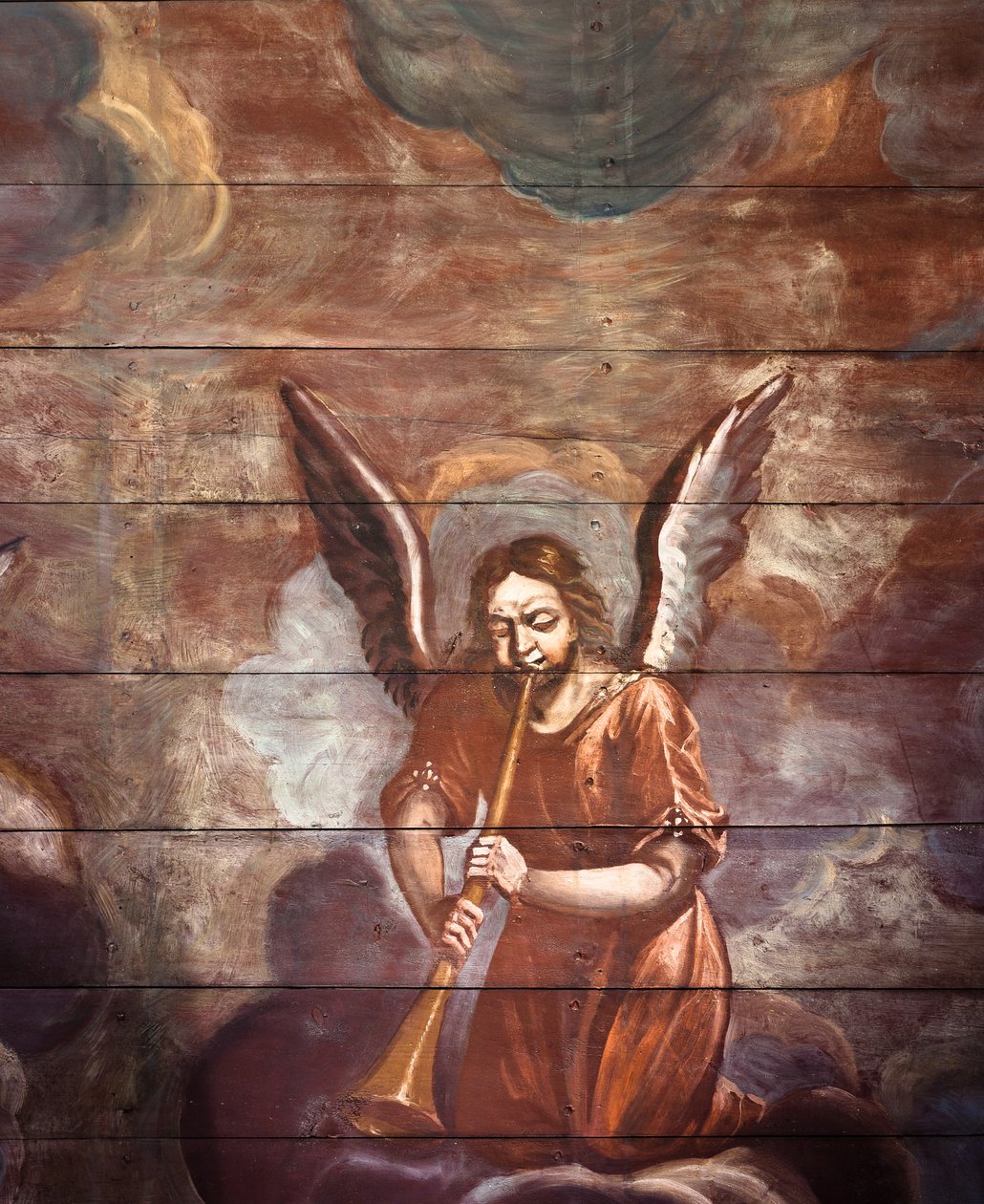 Locquirec (Finistère) / Saint-Jacques kyrka, målad valvpanel (foto) av Cleran