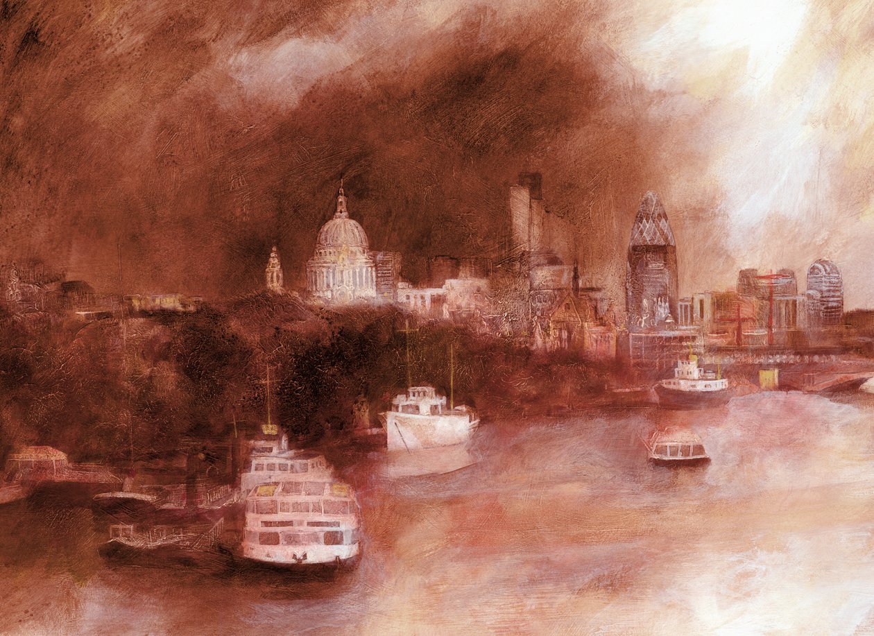 St. Pauls Red, 2007 (akryl ombord) av Clive Metcalfe