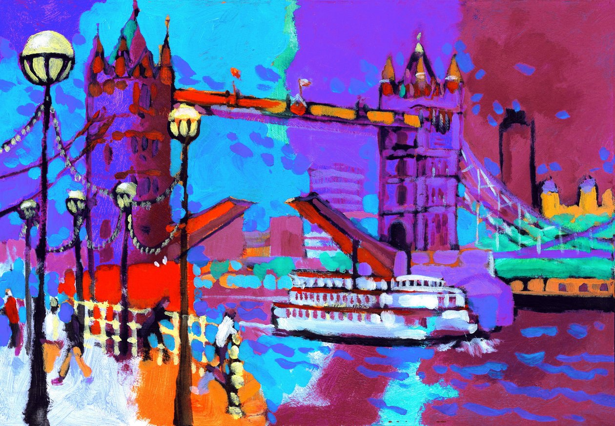 Tower Bridge, 2007 (akryl om bord) swed av Clive Metcalfe