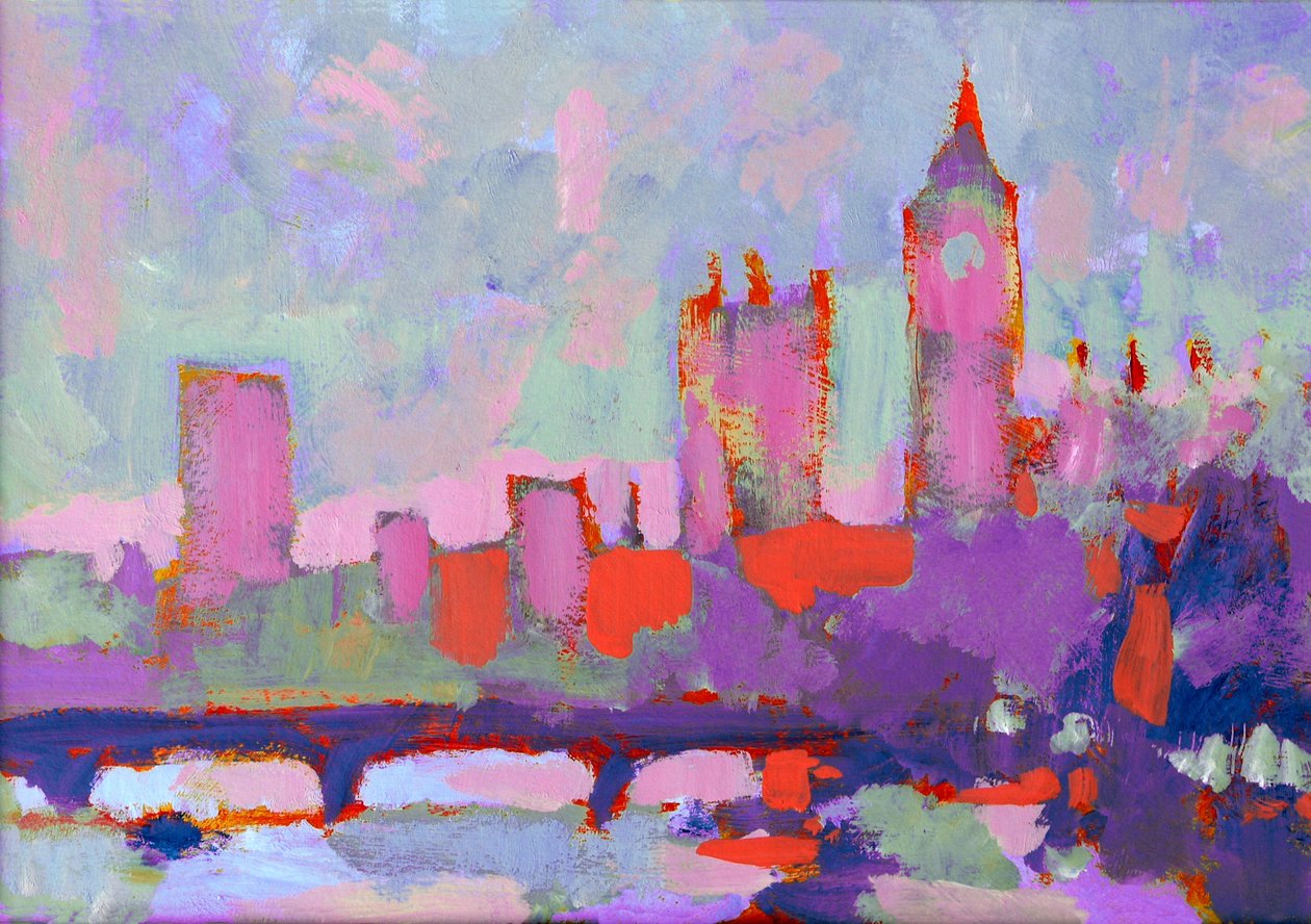 Westminster Fauve, 2007 (akryl om bord) swed av Clive Metcalfe