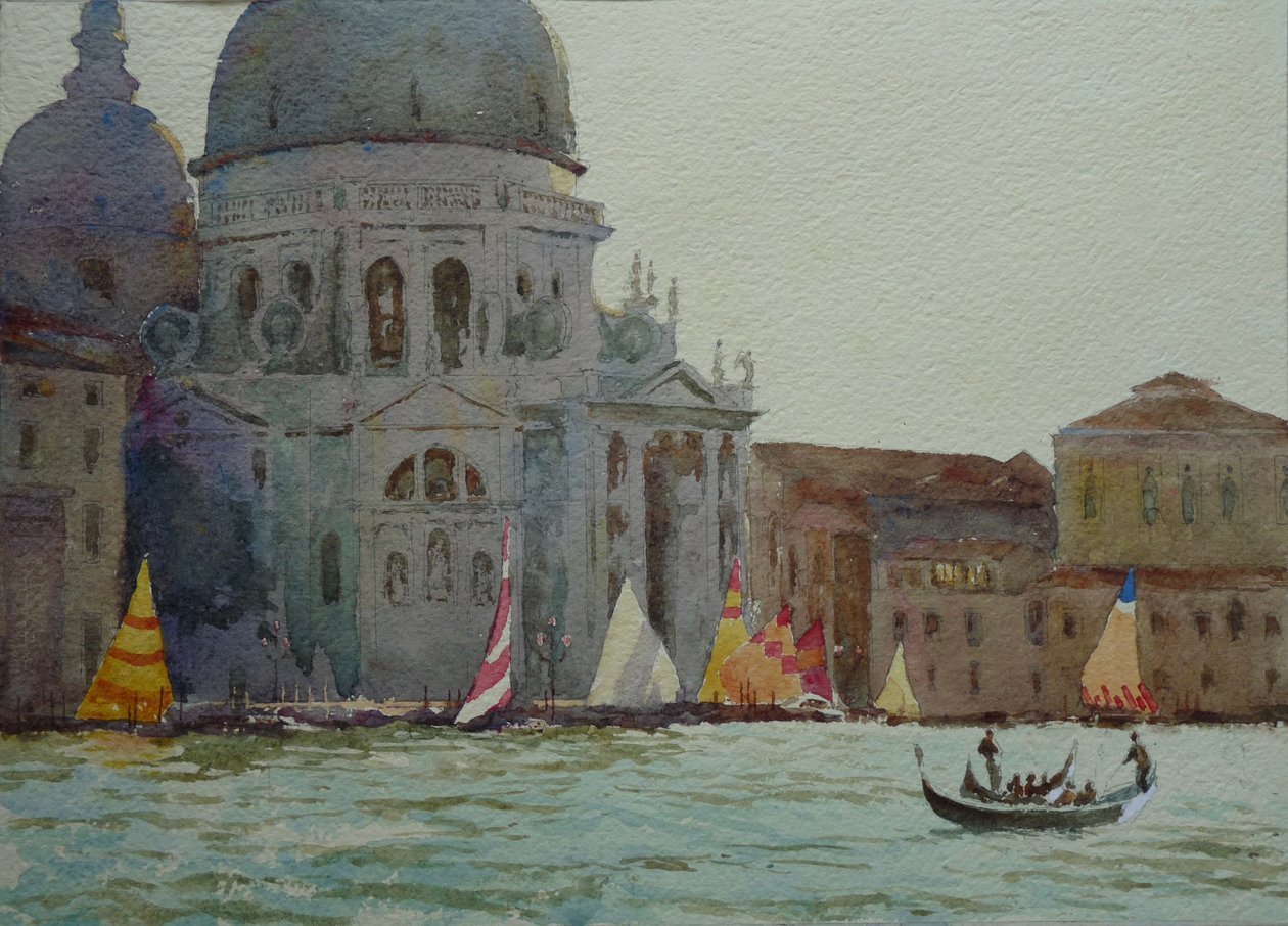 Salut, Golden Evening, 2020 (akvarell) av Clive Wilson