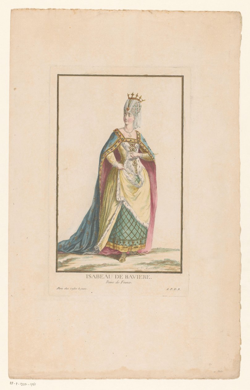 Porträtt av Isabella av Bayern, Frankrikes drottning Isabeau de Baviere Reine de France (titel på objektet) av Clément Pierre Marillier