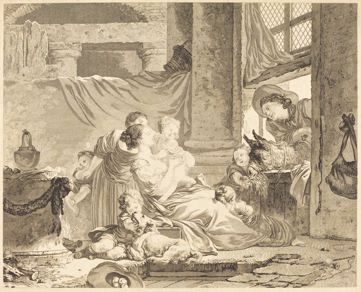 Bondens familj av Clément Pierre Marillier after Jean Honoré Fragonard