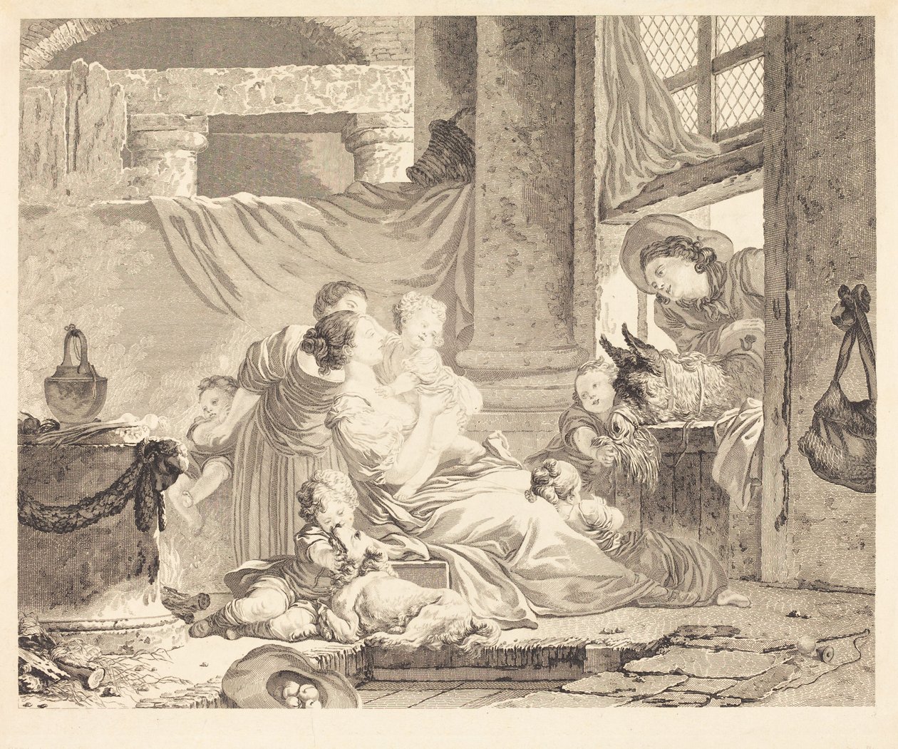 Bondens familj av Clément Pierre Marillier after Jean Honoré Fragonard