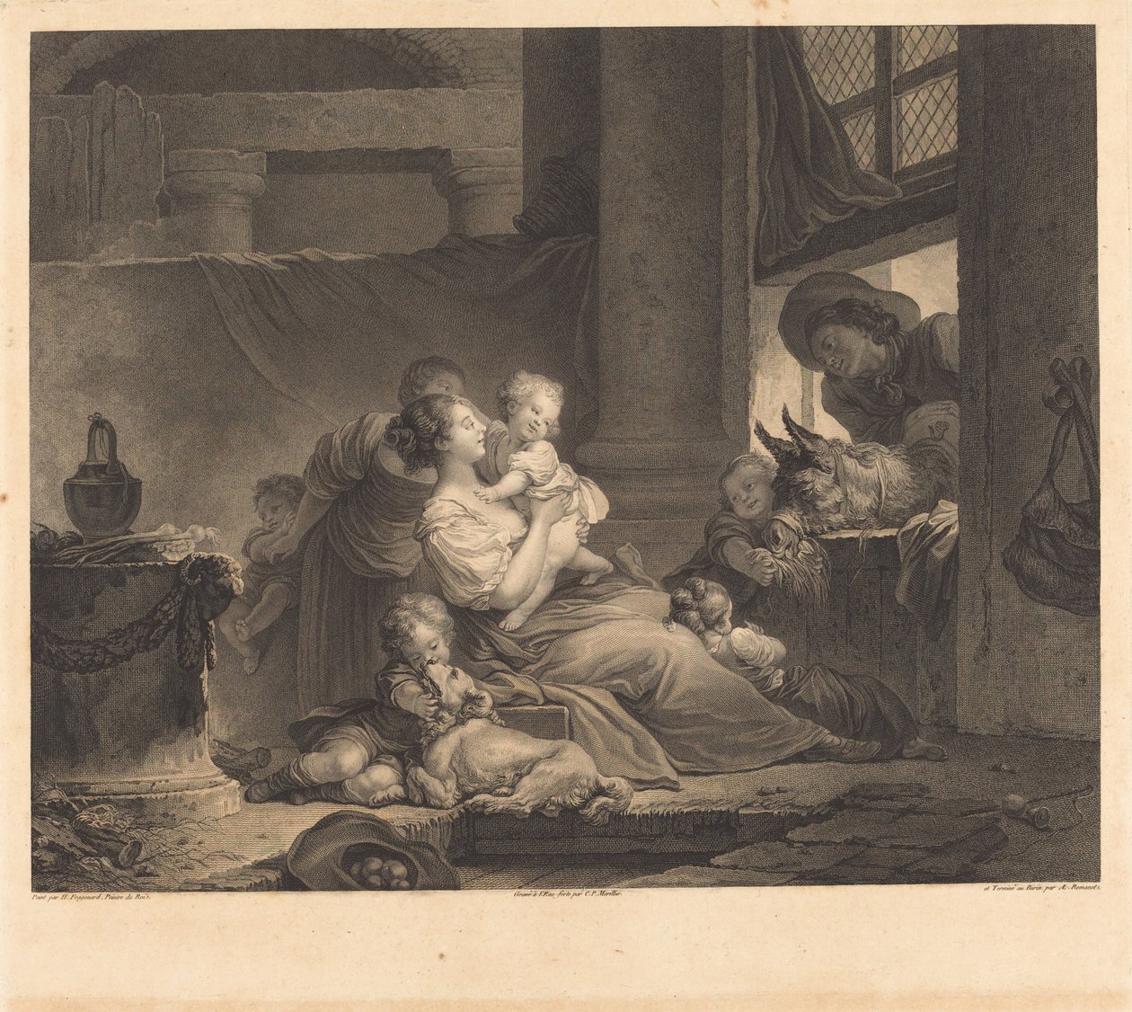 Bondens familj av Clément Pierre Marillier and Antoine Louis Romanet after Jean Honoré Fragonard