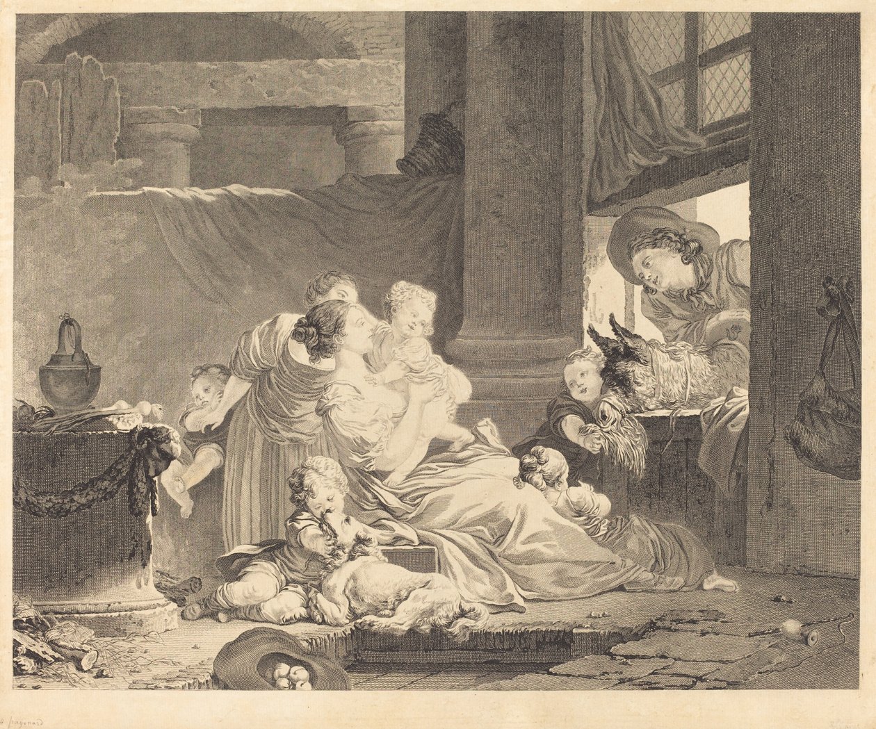 Bondens familj av Clément Pierre Marillier and Antoine Louis Romanet after Jean Honoré Fragonard