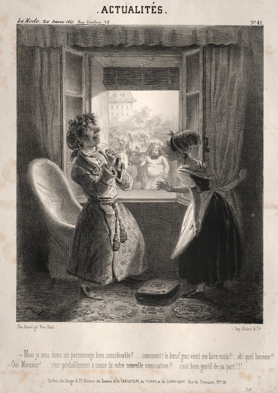 Nyheter: ---Men jag är därför en mycket betydande karaktär, 1841. av Clémente Pruche