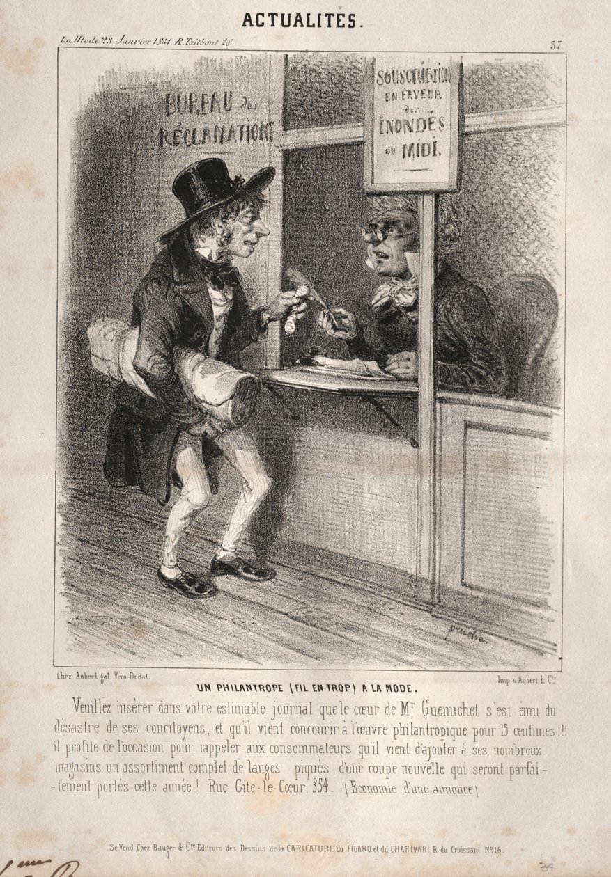 Nyheter: En fashionabel filantrop, 1841. av Clémente Pruche