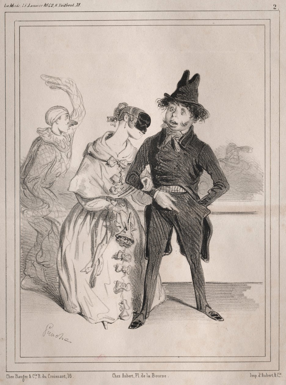 Carnival pochades: Det är singular! hon berättar att jag är Philibert Désormeaux, 1842. av Clémente Pruche