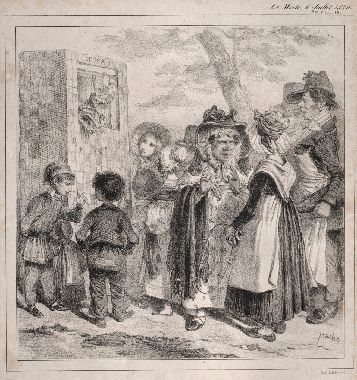 Ser du min kära! det är polisen som får dessa dockor att spela, för att avleda..., 1840. av Clémente Pruche