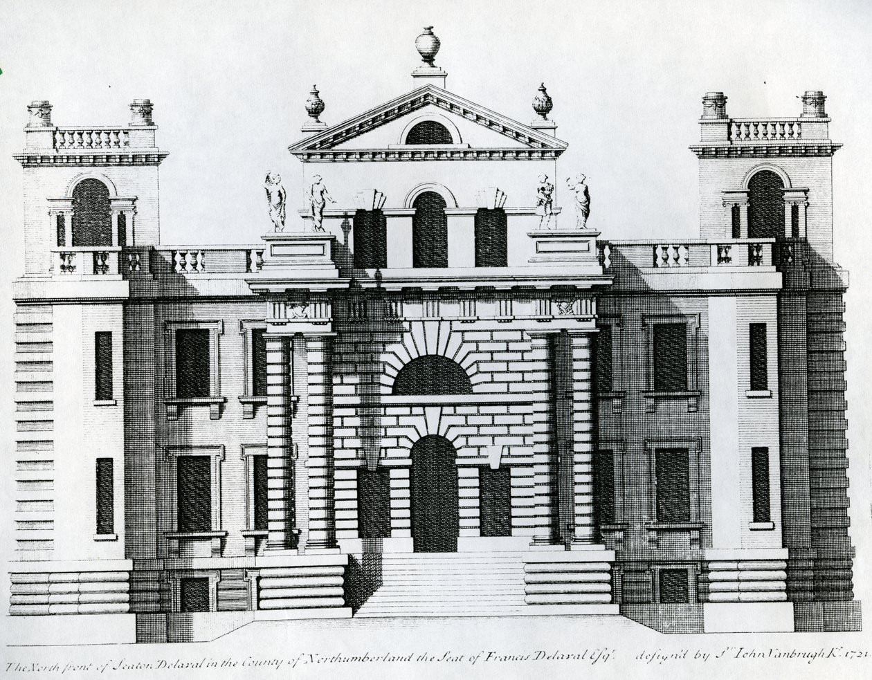 Design för Seaton Delaval, 1721 av Colen Campbell
