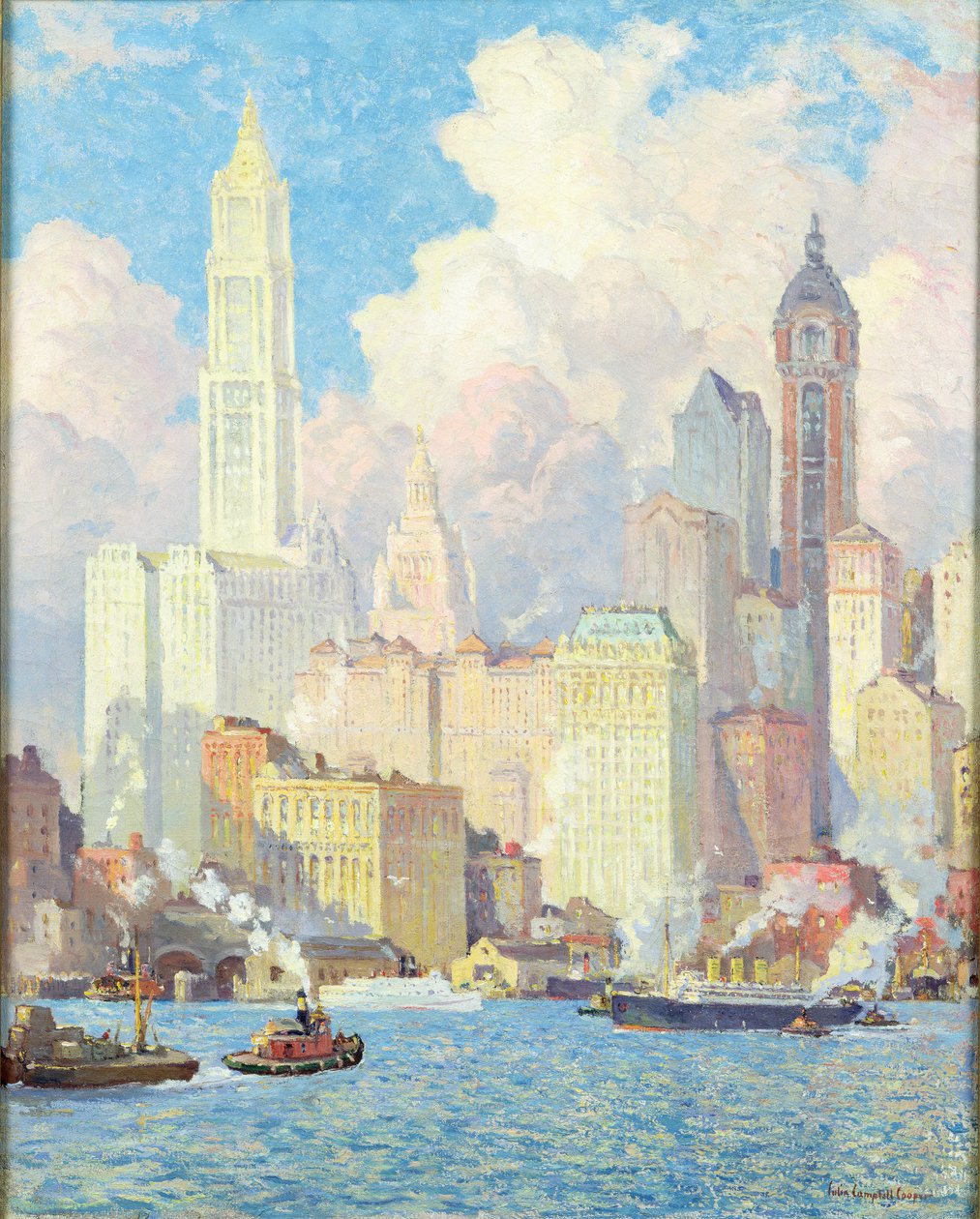 Hudson River Waterfront, New York av Colin Campbell Cooper