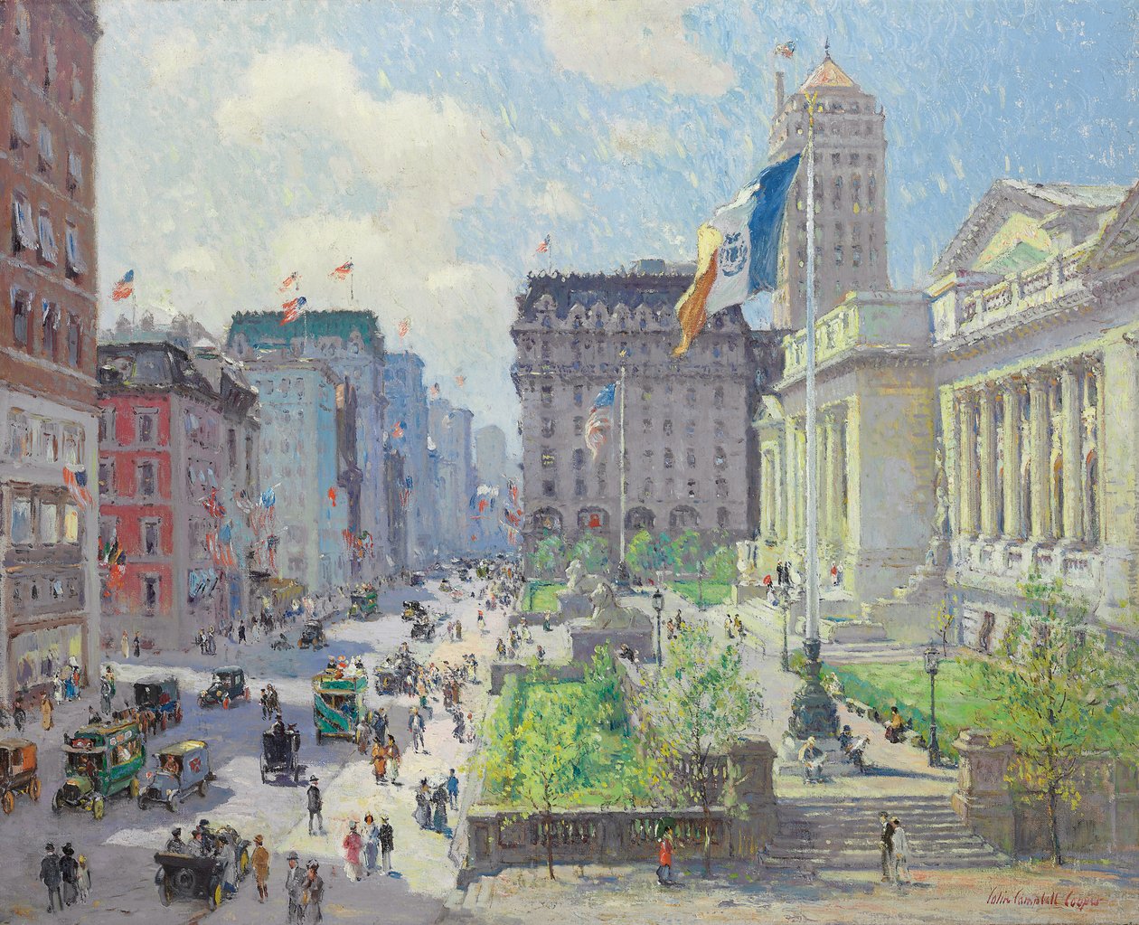 New York Public Library (olja på duk) av Colin Campbell Cooper