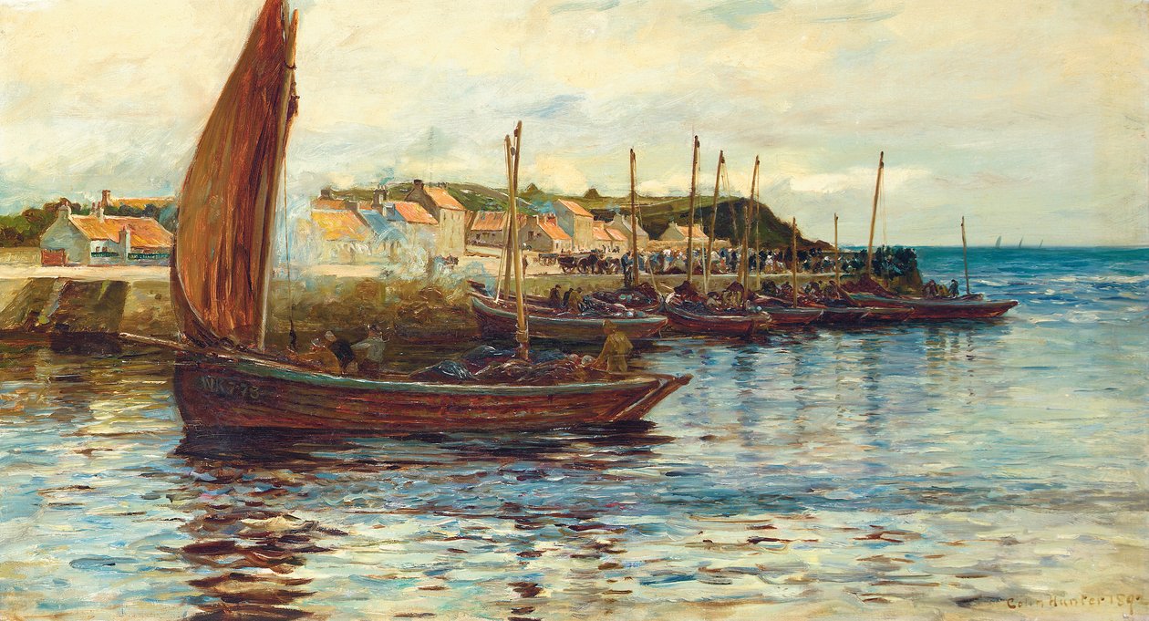 Sjöfart i hamnen i Oban, 1892 av Colin Hunter