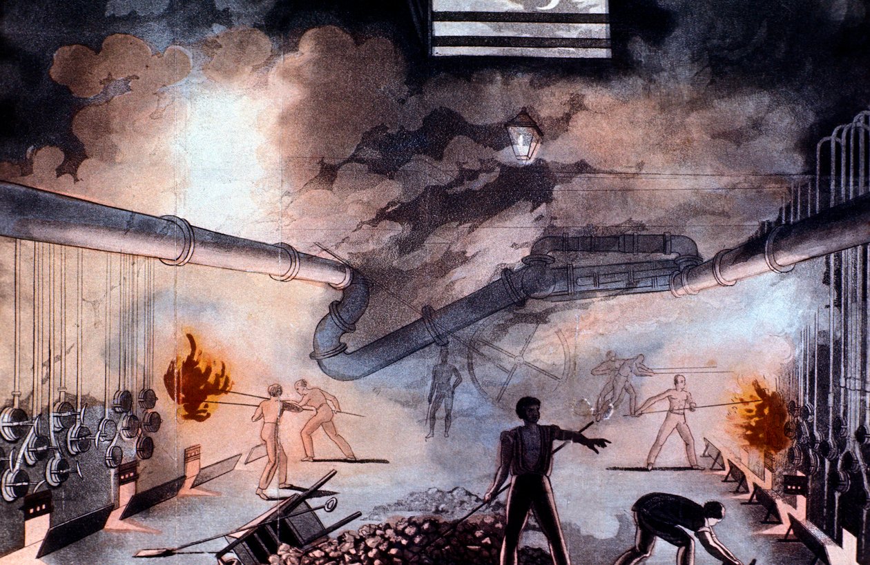 Laddning svarar vid Gas Light Establishment, Brick Lane, London, 1822 av Colin Mackenzie