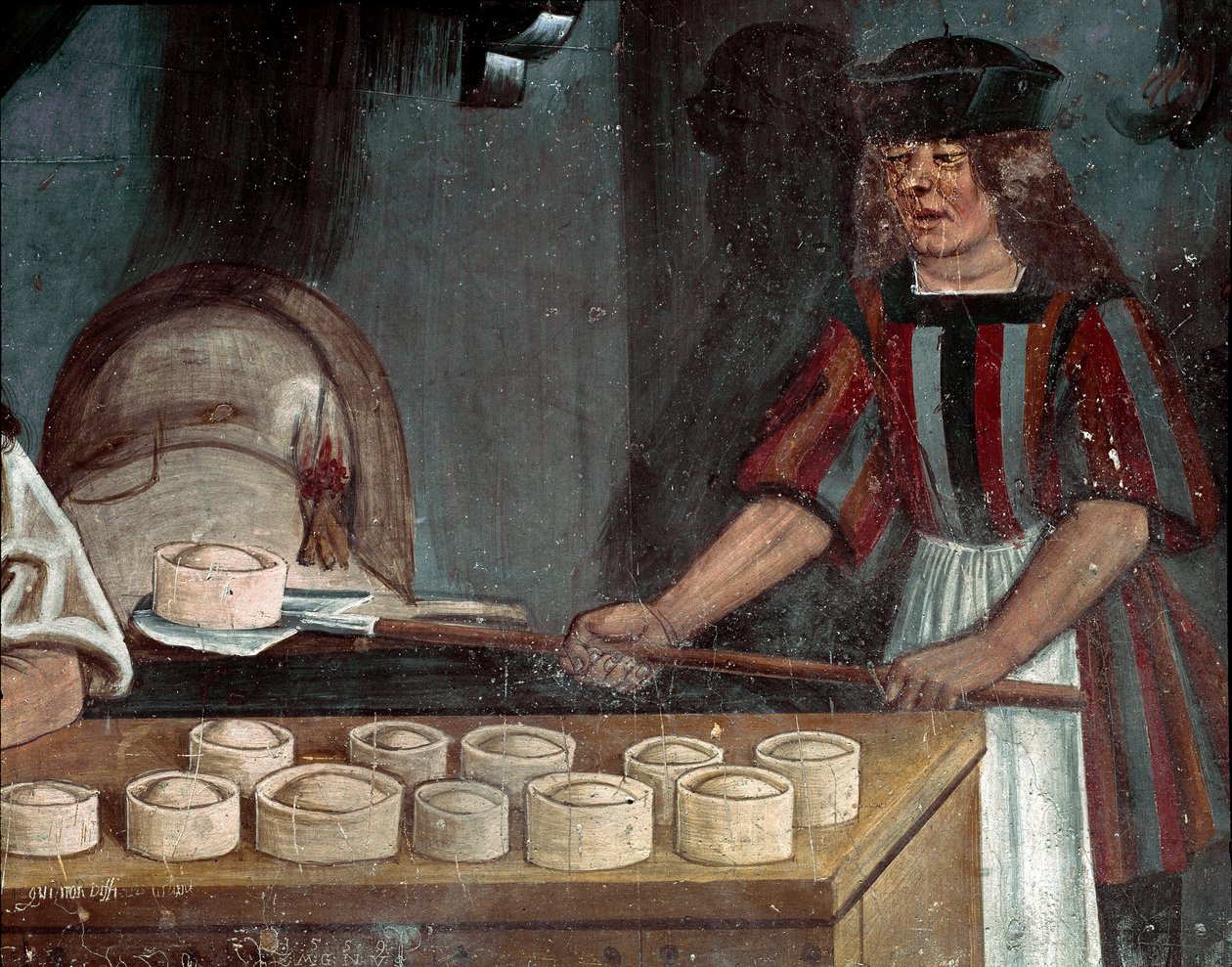 Bageriet, detalj (fresk) av Colin Maestro