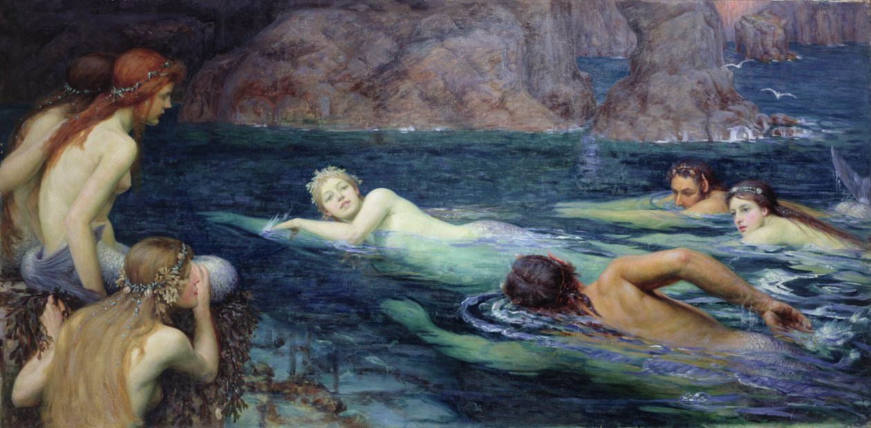 Ett lopp med sjöjungfrur och tritoner, 1895 av Collier Twentyman Smithers