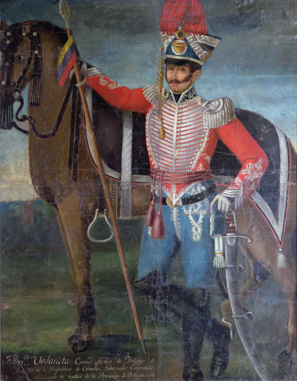 Francisco Urdaneta, överste av Dragoons, 1822 av Colombian School