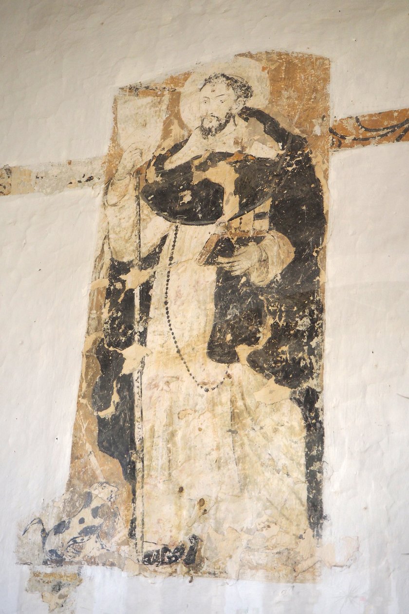 Väggmålning av Santo Domingo de Guzman, 1700-talet, klostret Santo Ecce Horio, Barichara, Colombia (färskt) av Colombian School