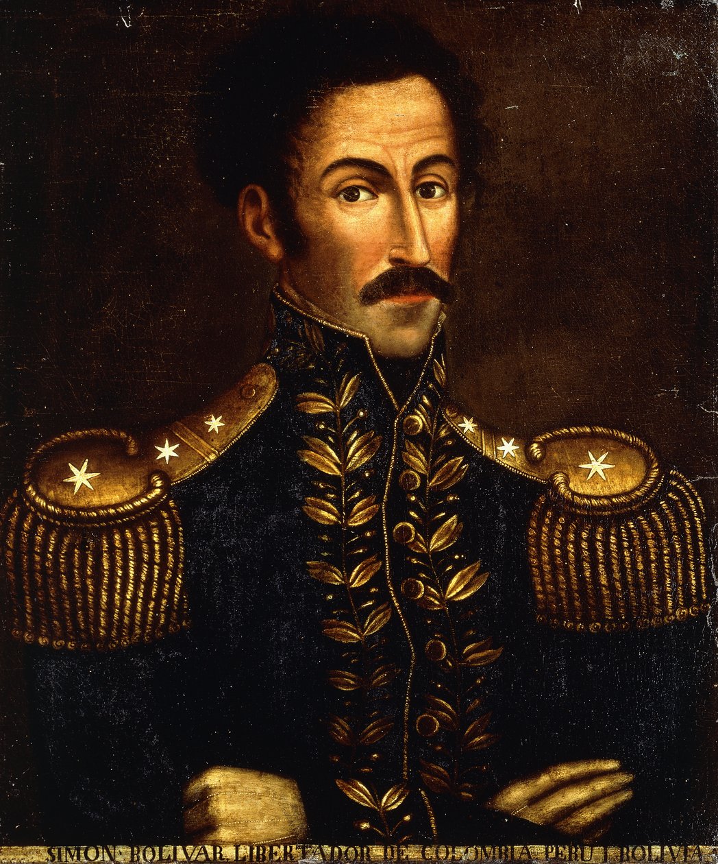 Porträtt av Simon Bolivar; Porträtt av Simon Bolivar, ca. 1925 av Colombian School