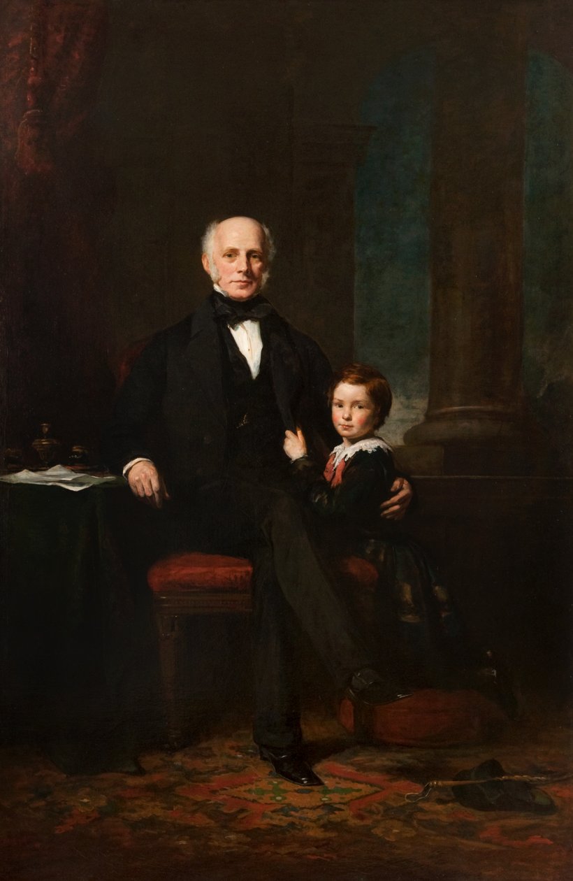 William Forbes av Castleton och hans son William, ca 1855 (olja på duk) av Colvin Smith
