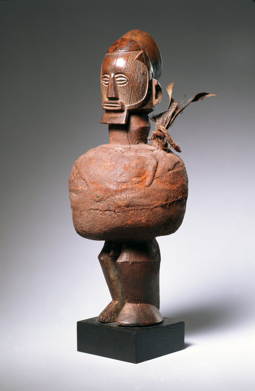 Nkisi andlig figur (trä, lera, textil och fjädrar) (se även 181653) av Congolese