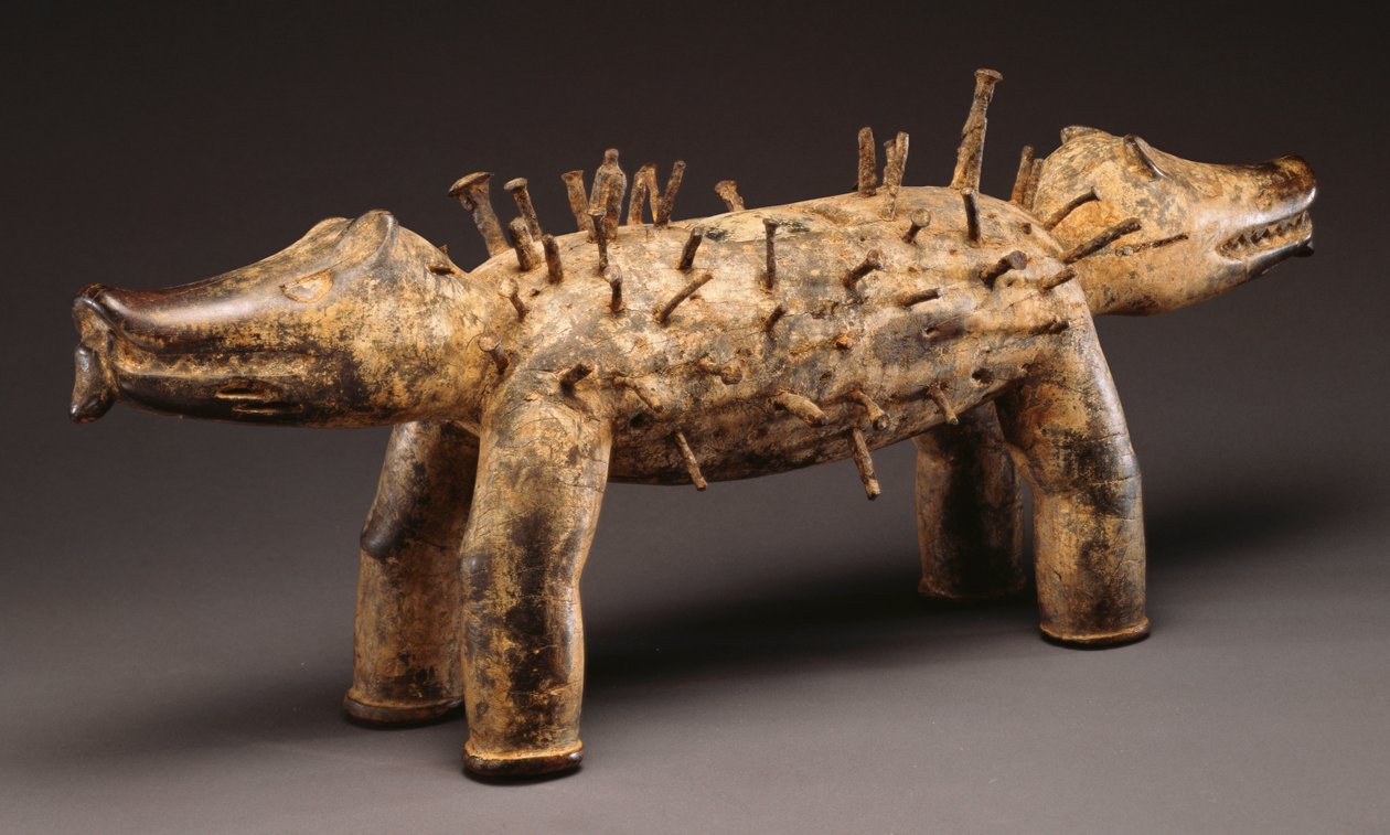 En Kongo power dog-figur (trä, naglar) av Congolese Congolese