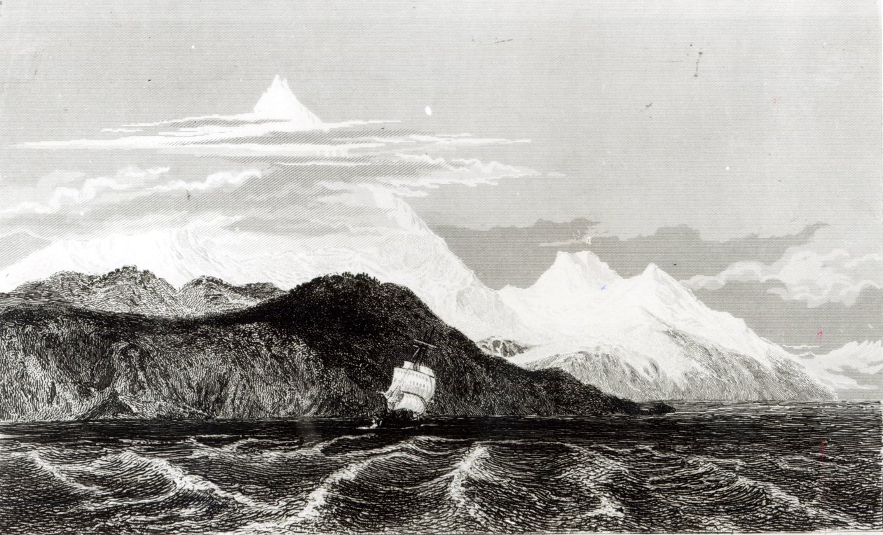 Mount Sarmiento, graverad av Thomas Landseer (1795-1880) av Conrad Martens